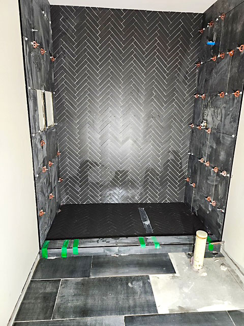 Custom walk-in shower tile